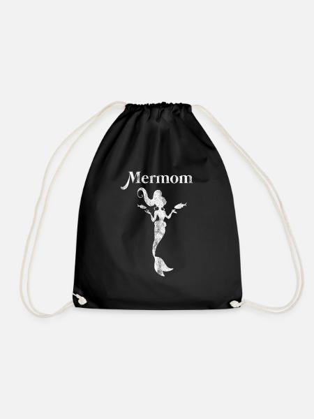 Mermaid gift mermaid Mermaid virgin - Drawstring Bag - black