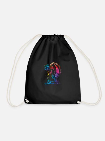 squirrel - Drawstring Bag - black