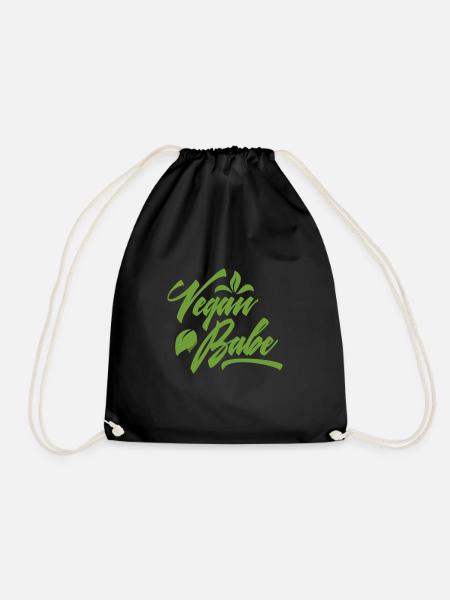 Vegan Lifestyle - "Vegan Babe" - Gift - Drawstring Bag - black