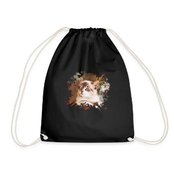 Katze - Turnbeutel - Schwarz - Vorne