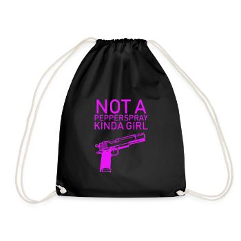 Gun Girl No Papperspray Guns Shooting Weapons - Drawstring Bag - black - Front