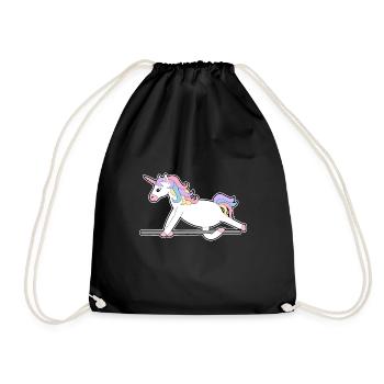 Einhorn Balance balancieren Geschenk Idee Kinder - Turnbeutel - Schwarz - Vorne
