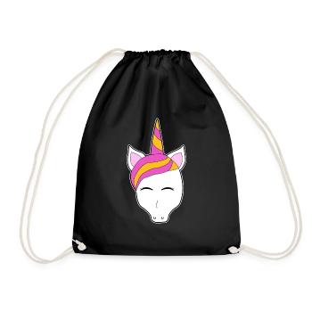 Einhorn Turban Haarband bad hair day Geschenk Idee - Turnbeutel - Schwarz - Vorne
