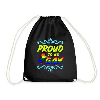Proud to be gay - Drawstring Bag - black - Front