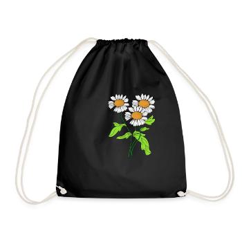 Gänseblümchen Blume Pflanze blühen Geschenkidee - Turnbeutel - Schwarz - Vorne