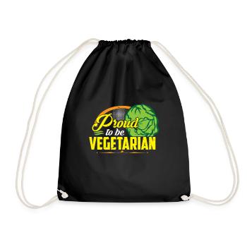 Proud to be vegetarian - Drawstring Bag - black - Front