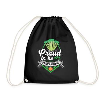 Proud to be vegetarian - Drawstring Bag - black - Front