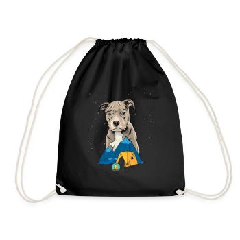 Pit Bull Terrier Pitbull Camping Camping Gift - Drawstring Bag - black - Front