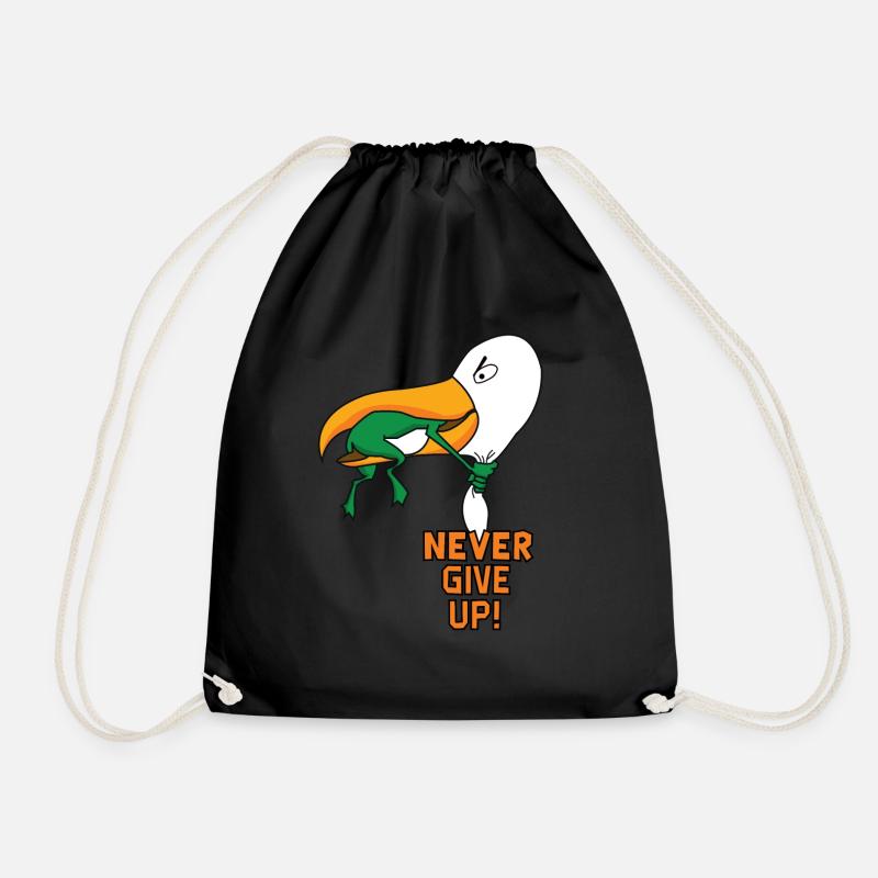 Never give up - Turnbeutel - Schwarz