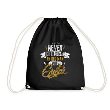 Guitar strings guitarist gift music instrument - Drawstring Bag - black - Front