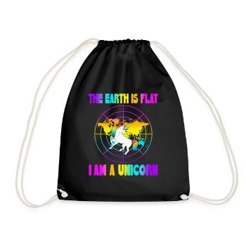 The earth is flat i am a unicorn - Drawstring Bag - black - Front