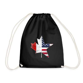 Canada USA Flag Maple Leaf Gift Nation Country - Drawstring Bag - black - Front