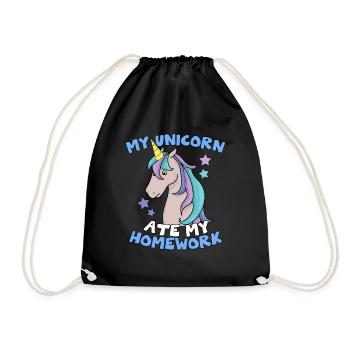 Cute crazy Unicorn - School Homework Funny Magic - Drawstring Bag - black - Front