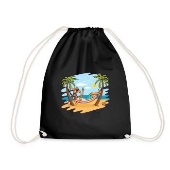Lustige Giraffe am Strand-Sommer Urlaubs Geschenk - Turnbeutel - Schwarz - Vorne