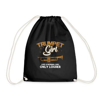 Trompete Mädchen Instrument Musik Noten Geschenk - Turnbeutel - Schwarz - Vorne