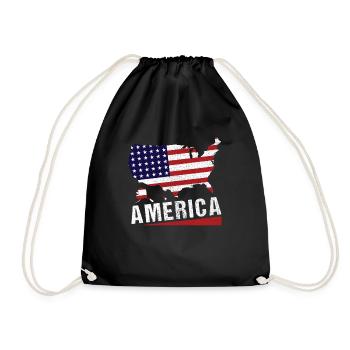 4 juillet Amérique Carte étoiles et rayures - Sac de sport léger - noir - Devant