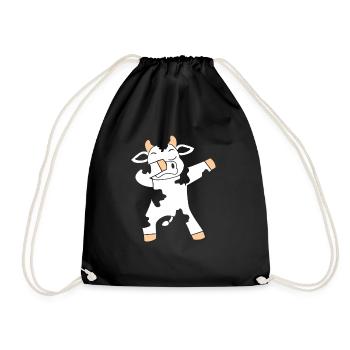 Dabbing Cow Kuh Kühe Geschenk Muh süß Milchkuh - Turnbeutel - Schwarz - Vorne
