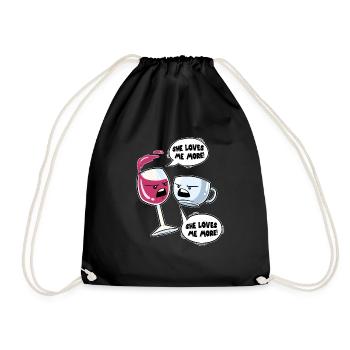 Wein Kaffee Liebhaber Liebe Kampf Weinglas Tasse - Turnbeutel - Schwarz - Vorne