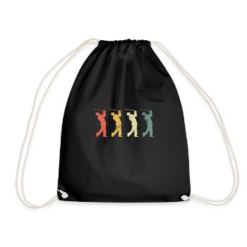 vintage Golfer retro Geschenk Polo - Turnbeutel - Schwarz - Vorne