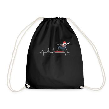 Cadeau d'ECG de planche à roulettes de patineur de battement de coeur - Sac de sport léger - noir - Devant