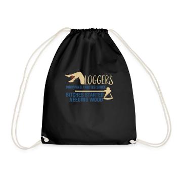 Logging Needing Wood Funny Logger - Drawstring Bag - black - Front