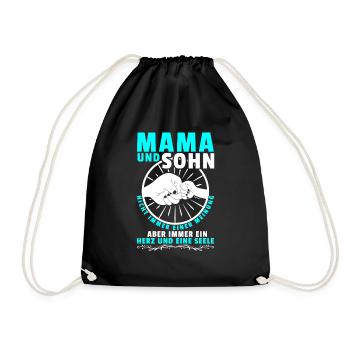 Mama und Sohn Shirt Geschenk Partnerlook - Turnbeutel - Schwarz - Vorne