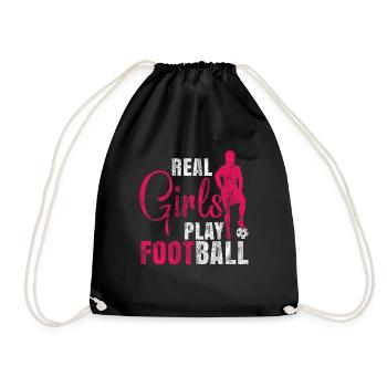 Vraies filles jouent au football féminin de football - Sac de sport léger - noir - Devant