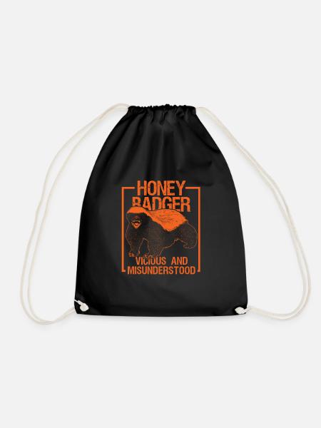 Honig Dachs Geschenk vintage Tier Natur - Turnbeutel - Schwarz