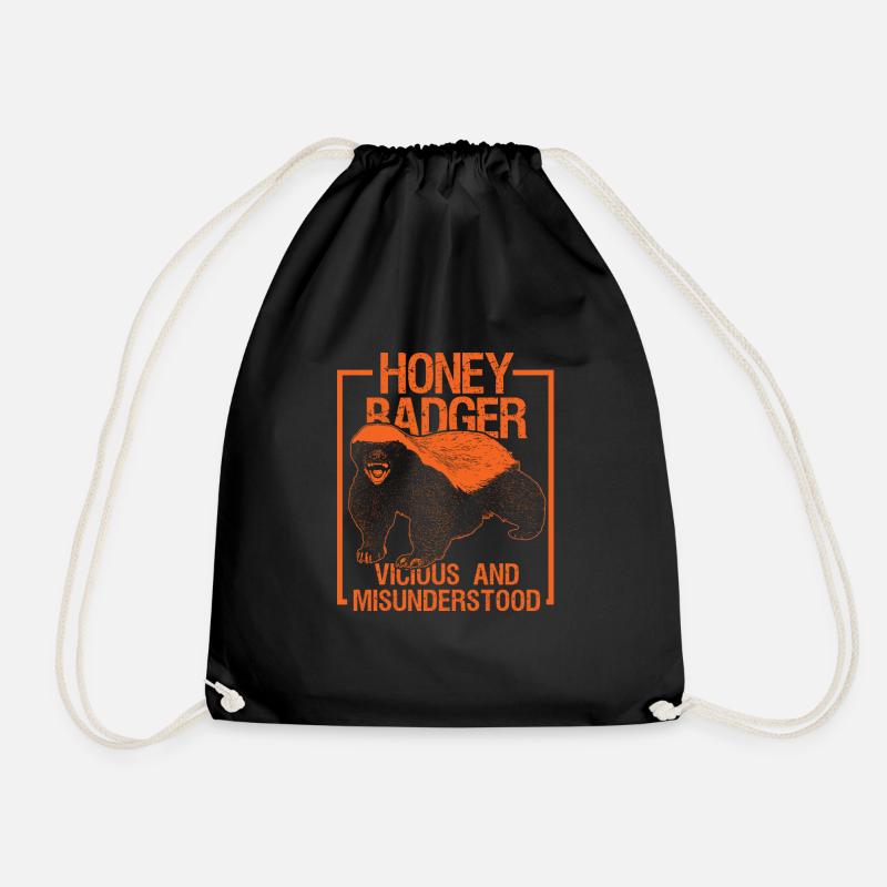 Honig Dachs Geschenk vintage Tier Natur - Turnbeutel - Schwarz