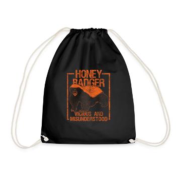 Honey Badger Forest Animal Asia Africa Gift - Drawstring Bag - black - Front