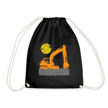 Bagger Bauarbeiter Baustelle Baggern Kinder - Turnbeutel - Schwarz - Vorne