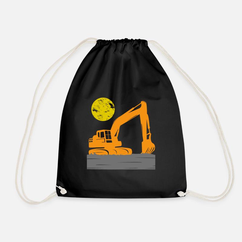 Bagger Bauarbeiter Baustelle Baggern Kinder - Turnbeutel - Schwarz
