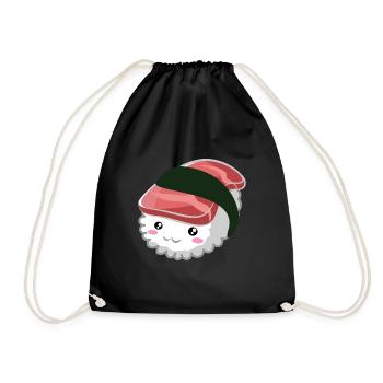 Sweet Salmon Nigiri Sushi - Drawstring Bag - black - Front