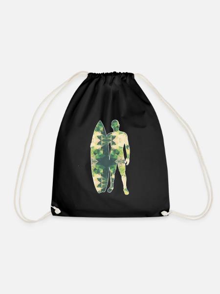 Polygon Surfer green - Drawstring Bag - black