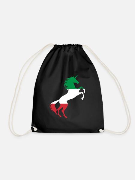 Einhorn Italien Flagge T-Shirt Magische Einhorn Italienisch - Turnbeutel - Schwarz