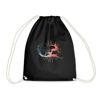 Surf Waves Vintage Retro Style Surfing T-shirt - Drawstring Bag - black - Front
