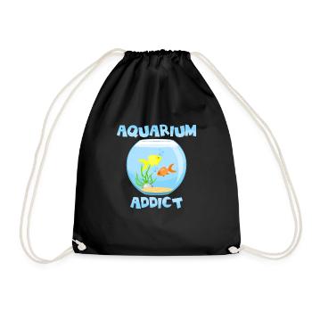 Aquarium süchtig Geschenkidee Hobby Zierfische - Turnbeutel - Schwarz - Vorne
