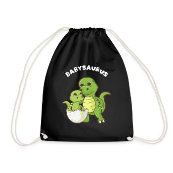 Babysaurus - Funny Family passendes Geschenk - Turnbeutel - Schwarz - Vorne