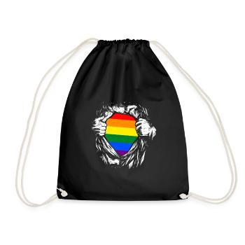 Supergay Gay Pride LGBT LGBTQ Q Queer Gift - Drawstring Bag - black - Front