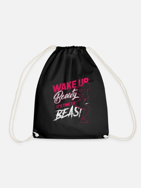 Sportswoman strength training bodybuilder beast training - Drawstring Bag - black