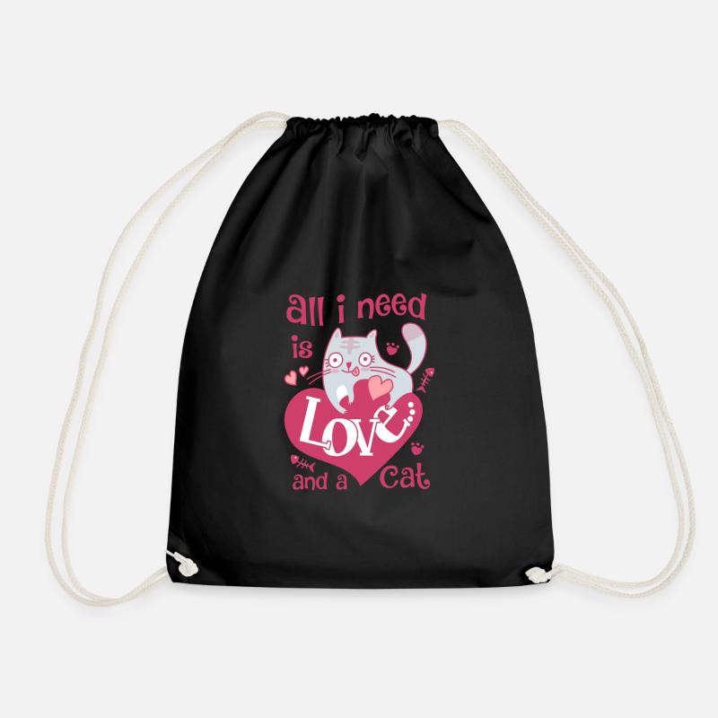 All I need is love and a cat - Turnbeutel - Schwarz
