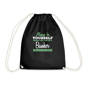 Banker Bankier Bankkaufmann Bank Geschenkidee - Turnbeutel - Schwarz - Vorne