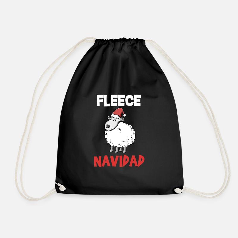 Fleece Navidad süßes Schaf Weihnachten Geschenk - Turnbeutel - Schwarz