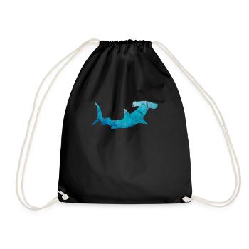 Hai Geschenk Hammerhai Fisch Meer Sohn Zoo Kontur - Turnbeutel - Schwarz - Vorne