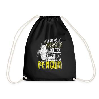 Pinguin Tier Eis schwarz weiß Vogel Geschenk - Turnbeutel - Schwarz - Vorne