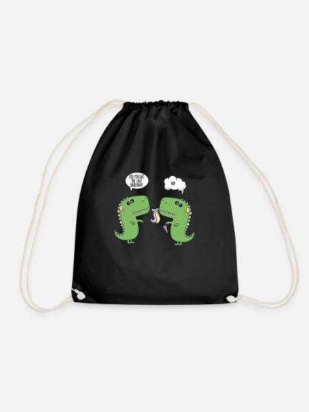 Lustiges Dinosaurier Einhorn Geschenk Fantasie - Turnbeutel - Schwarz