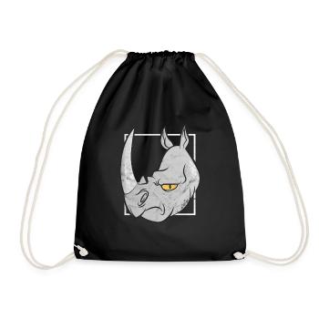 Cartoon Rhino Zoo Son Daughter Gift Rhino - Drawstring Bag - black - Front