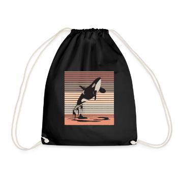 Baleine océan mer vie fruits de mer cadeau - Sac de sport léger - noir - Devant