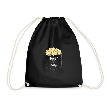 Popcorn süß salzig karamell Kino Tasche - Turnbeutel - Schwarz - Vorne