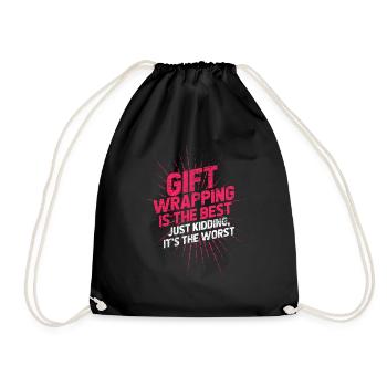 Wrapping gifts wrapping birthday - Drawstring Bag - black - Front